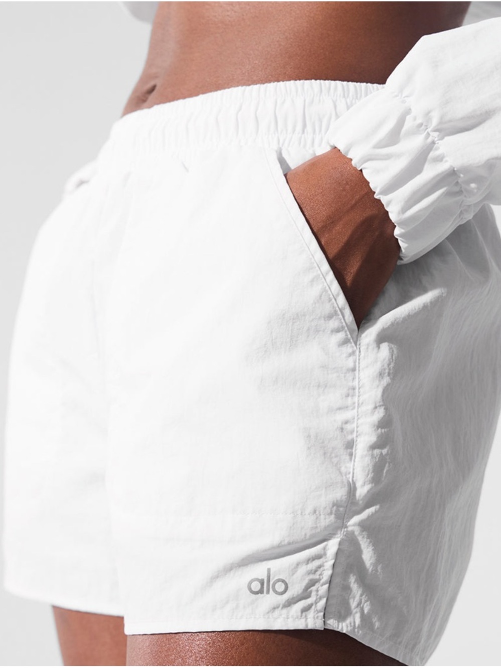 ALO Yoga White Athletic Shorts - Picture 3 of 3